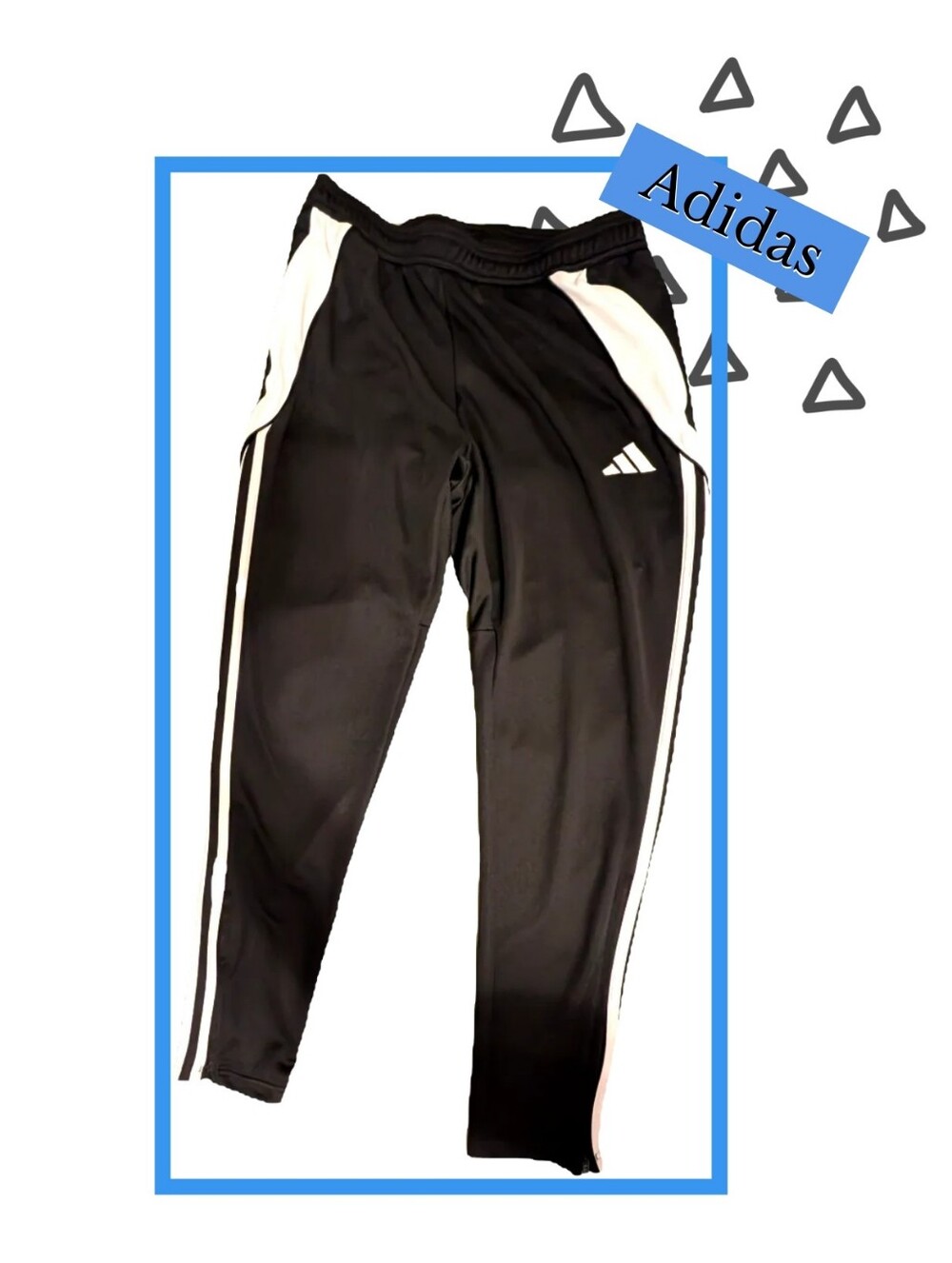 Adidas Black Joggers with White Side Stripes And Zip Pockets, Men's Size Large